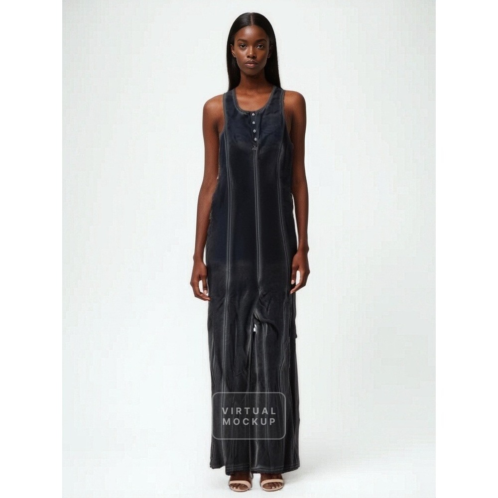 POL Black Acid Wash Sleeveless Jumpsuit Overalls Size S